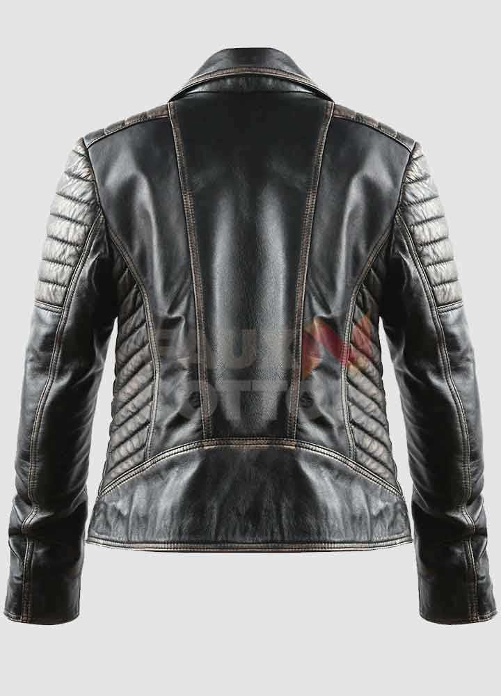 Men's Distressed Motorcycle Leather Jacket